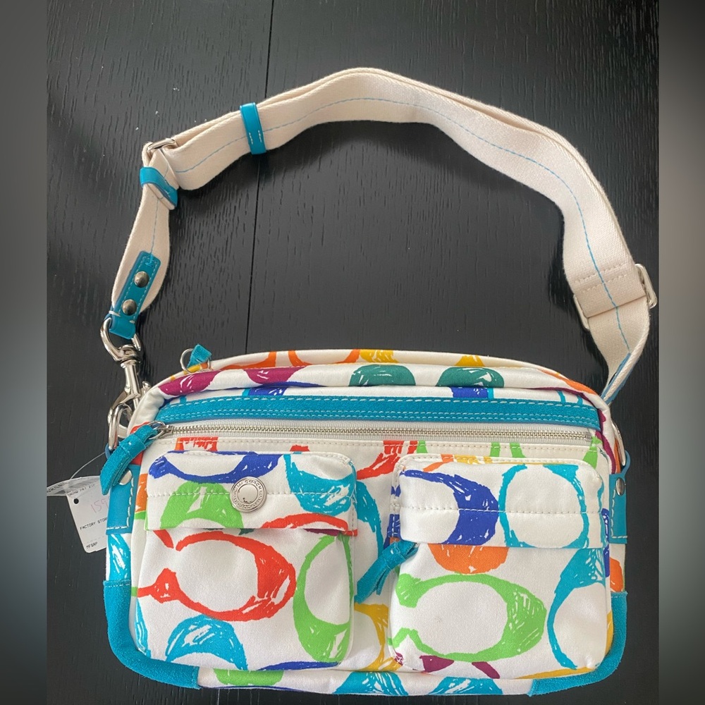 Coach Scribble Shoulder Bag with Rainbow Cs